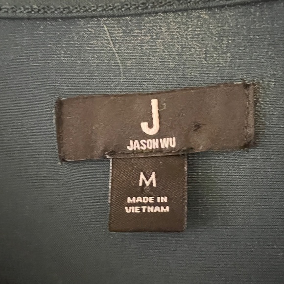 Jason Wu Draped Faux Wrap Top Teal Surplice Stretch Blouse M - Picture 4 of 5